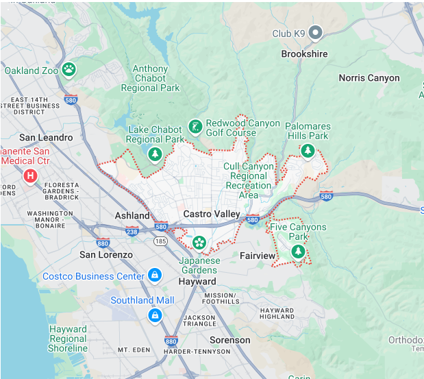 Service Location Castro valley map image