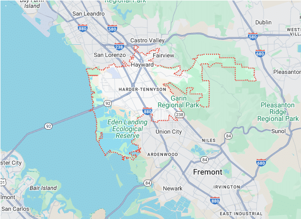 Service Location Hayward Map Image