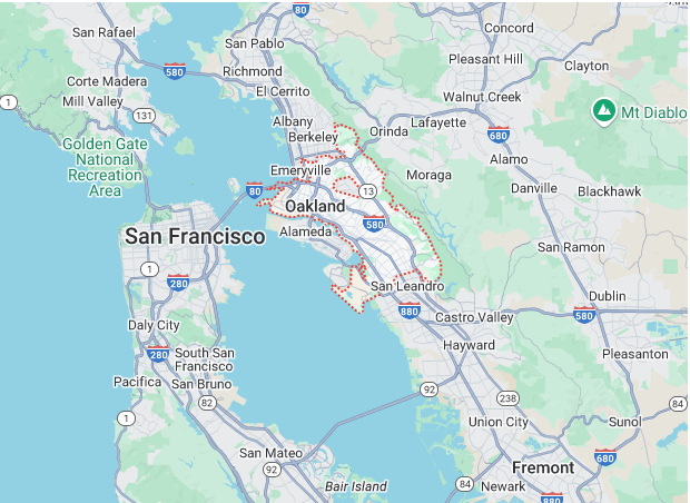 Service Location Oakland Map Image