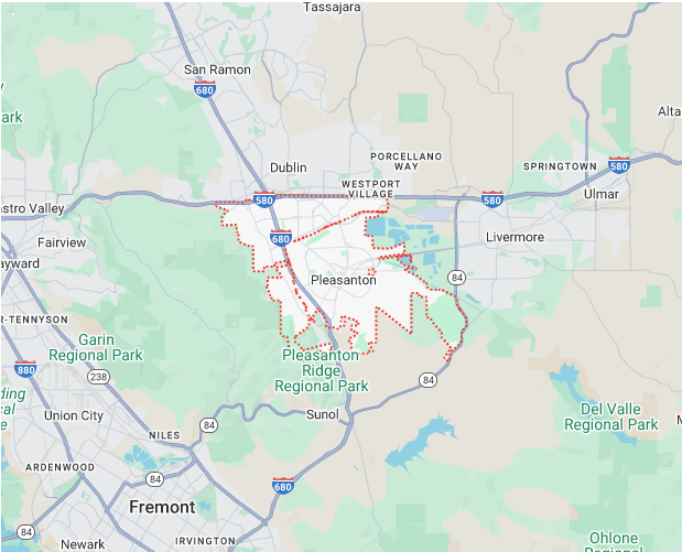 Service Location Pleasanton Map Image