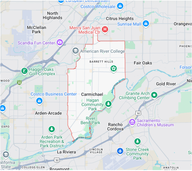 Service Location Carmichael Map Image