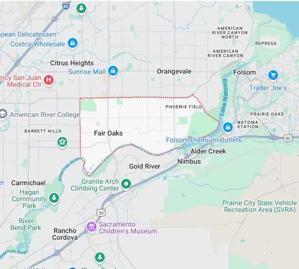 Service Location Fair Oaks Map Image