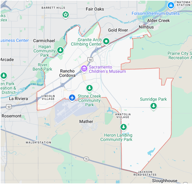 Service Location Rancho Cordova Map Image