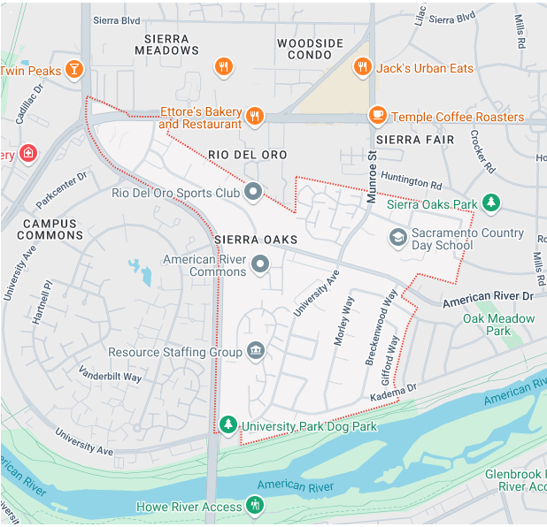 Service Location Sierra Oaks Map Image