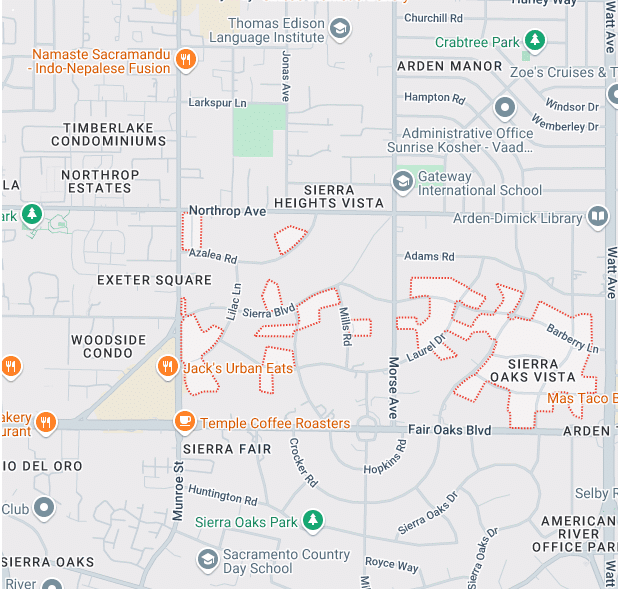 Service Location Sierra Oaks Vista Map Image